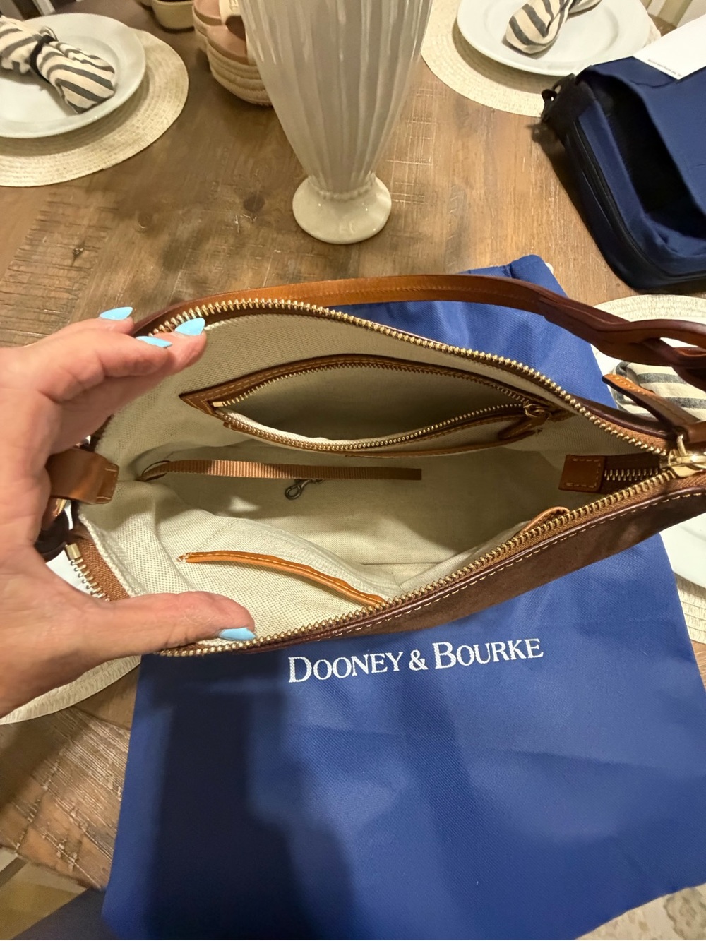 Dooney & Bourke Suede Shoulder Bag in Brown - Picture 3 of 4